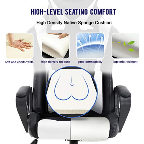 Ergonomic High-Back Racing Gaming Office Chair (White)