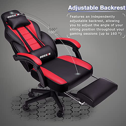 LEMBERI Video Game Chairs with footrest,Gamer Chair for Adults,Big and Tall Gaming Chair 400lb Capacity,Gaming Chairs for Teens,Racing Style Gaming Computer Chair with Headrest and Lumbar Support