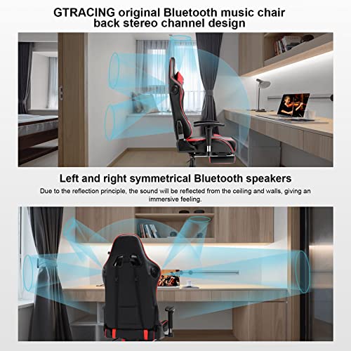 Red Gaming Chair with Speakers and Footrest
