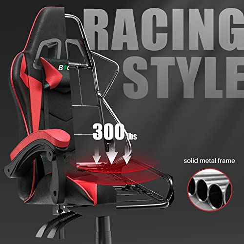 Red PU Leather Reclining Gaming Chair with Support