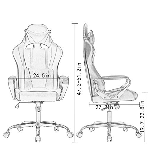 Ergonomic High-Back Racing Gaming Office Chair (White)
