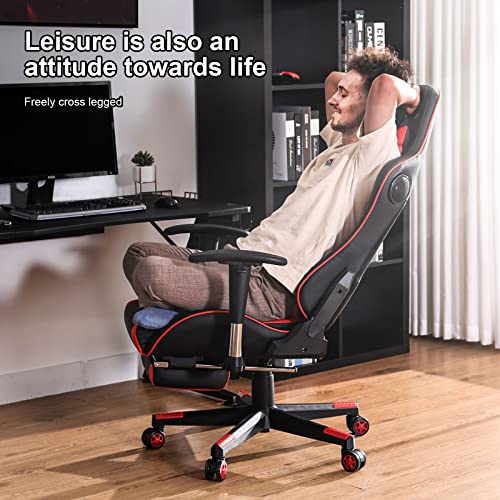 Red Gaming Chair with Speakers and Footrest