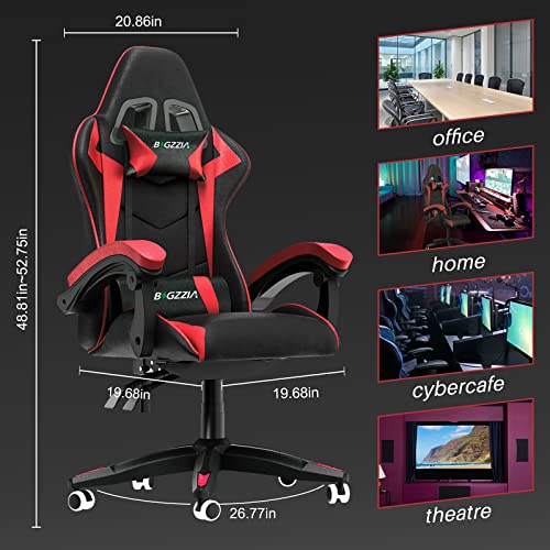 Red PU Leather Reclining Gaming Chair with Support