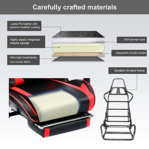 Red Gaming Chair with Speakers and Footrest