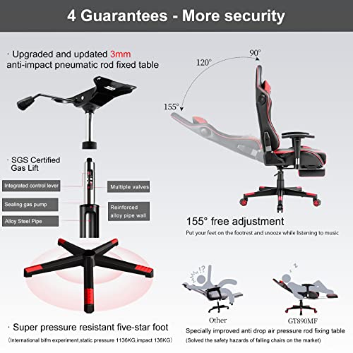 Red Gaming Chair with Speakers and Footrest