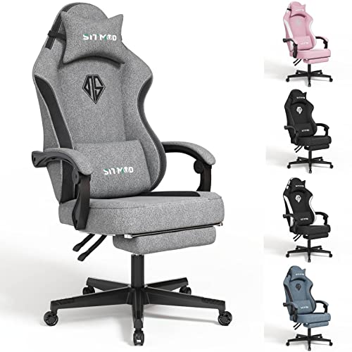 Gray Ergonomic Gaming Chair with Footrest