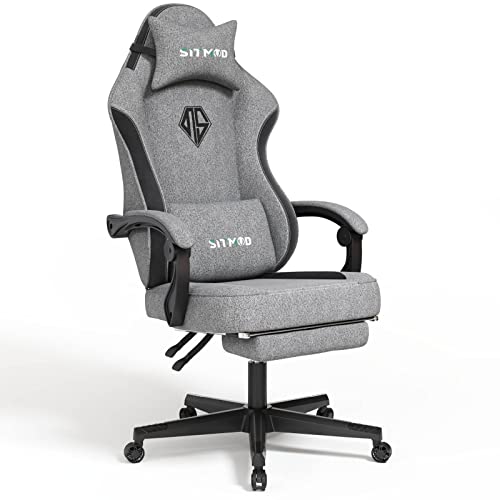 Gray Ergonomic Gaming Chair with Footrest