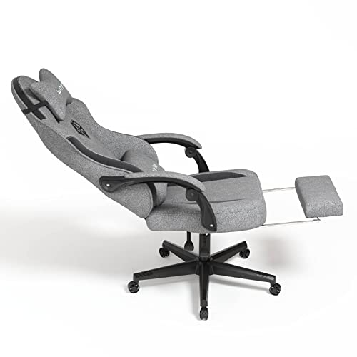 Gray Ergonomic Gaming Chair with Footrest