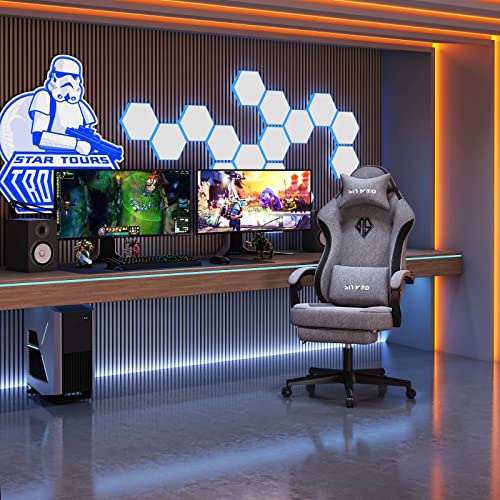 Gray Ergonomic Gaming Chair with Footrest
