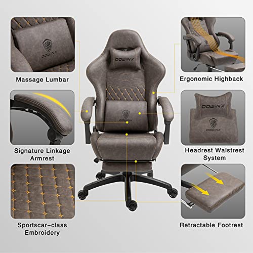 Brown Vintage Style Gaming Massage Office Chair