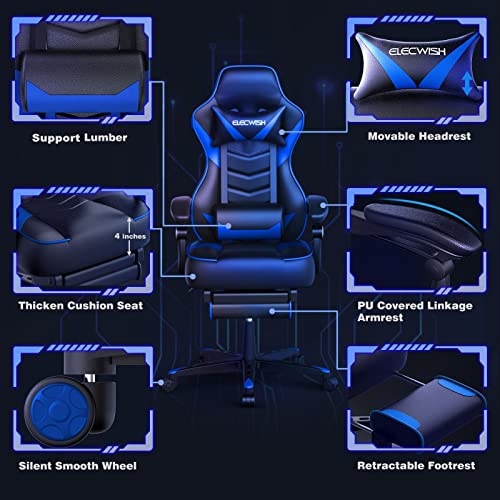 Adults' Gaming Chair with Ergonomic Design and Footrest