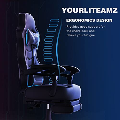 Adults' Gaming Chair with Ergonomic Design and Footrest