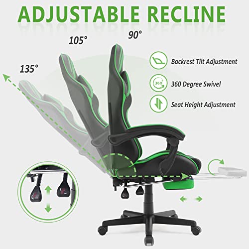 Green Racing E-Sports Gaming Chair with Adjustments