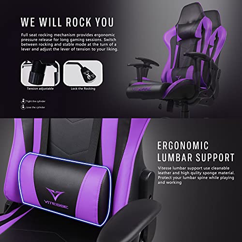 Comfortable Ergonomic Purple Gaming Chair for Teens