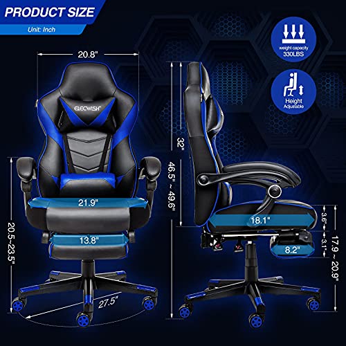 Adults' Gaming Chair with Ergonomic Design and Footrest