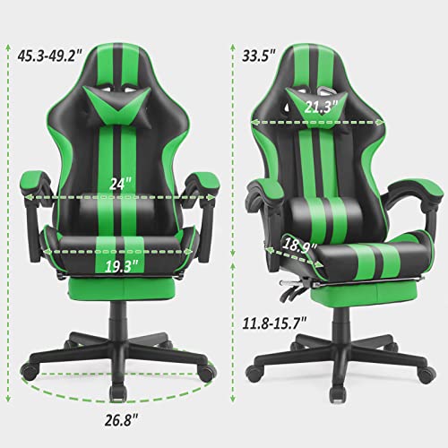 Green Racing E-Sports Gaming Chair with Adjustments
