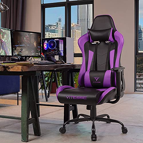 Comfortable Ergonomic Purple Gaming Chair for Teens