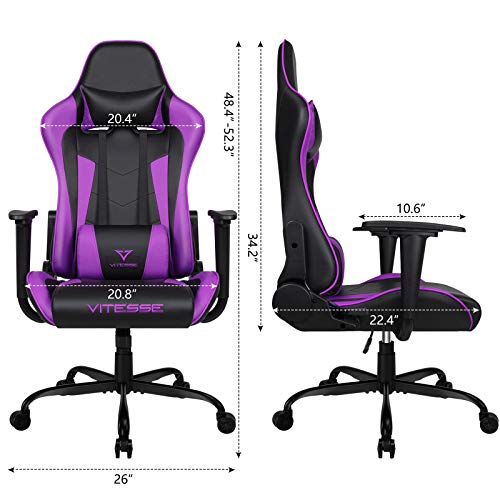 Comfortable Ergonomic Purple Gaming Chair for Teens