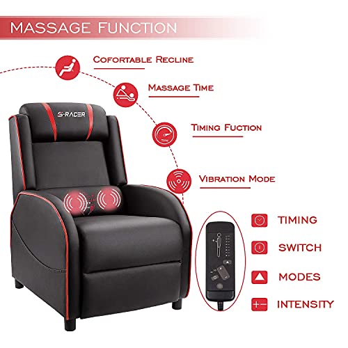 Red Homall Gaming Massage Recliner Sofa