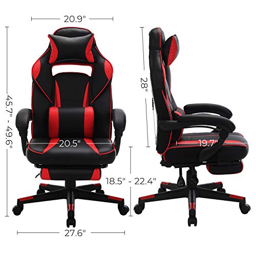 Ergonomic Gaming Chair with Footrest and Support