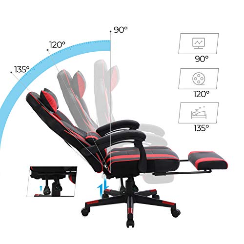 Ergonomic Gaming Chair with Footrest and Support