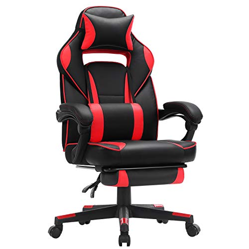 Ergonomic Gaming Chair with Footrest and Support