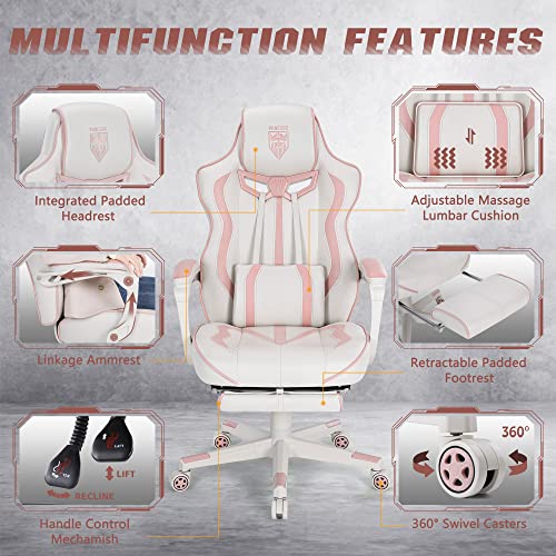 Pink Racing Style Gaming Chair for Girls