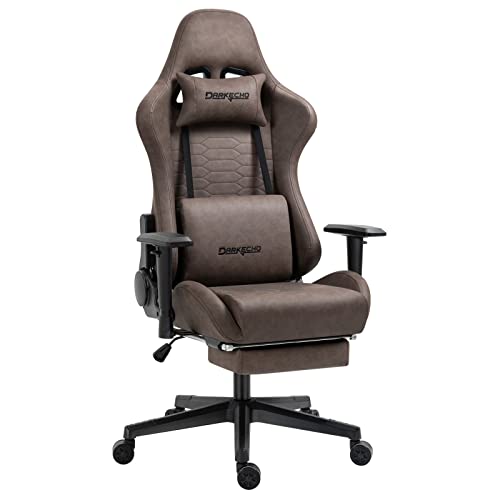 Vintage leather gaming chair with footrest