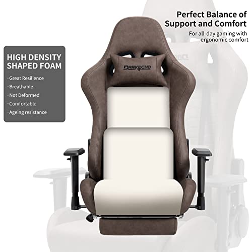 Vintage leather gaming chair with footrest