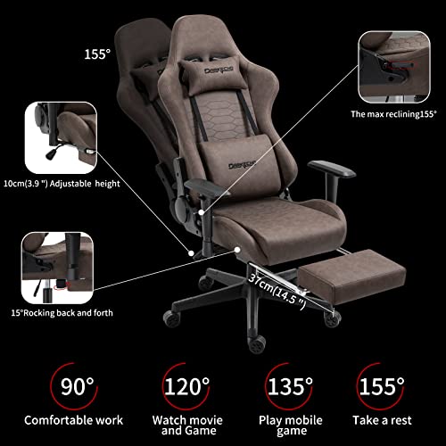 Vintage leather gaming chair with footrest