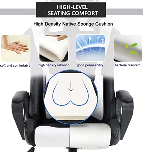 Ergonomic High-Back Gaming Chair - White