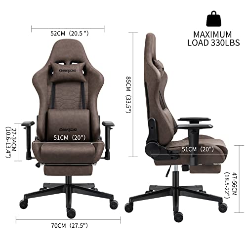 Vintage leather gaming chair with footrest