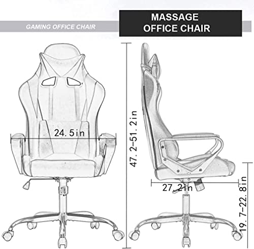 Ergonomic High-Back Gaming Chair - White