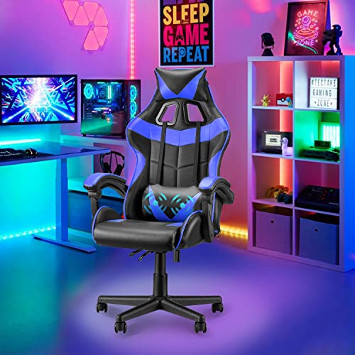 Ergonomic Blue Gaming Chair with Massage