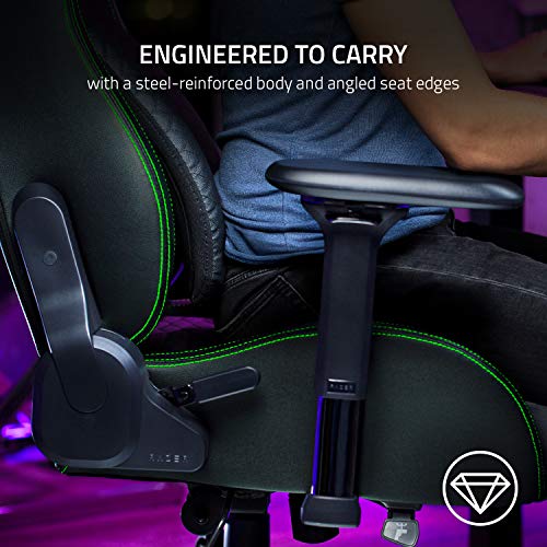 Razer Iskur Gaming Chair: Ergonomic Lumbar Support System - Multi-Layered Synthetic Leather - High Density Foam Cushions - Engineered to Carry - Memory Foam Head Cushion - Black/Green