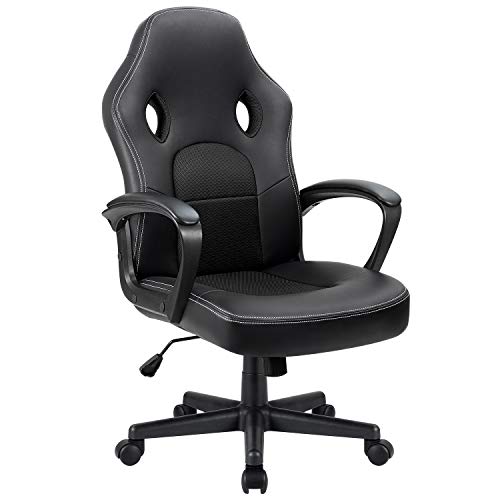 Ergonomic Black Racing Style Office Chair with Arms