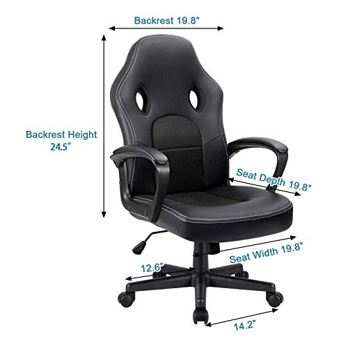 Ergonomic Black Racing Style Office Chair with Arms