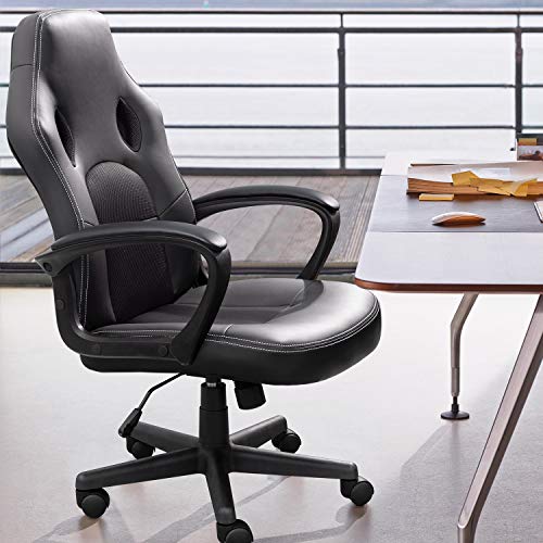 Ergonomic Black Racing Style Office Chair with Arms