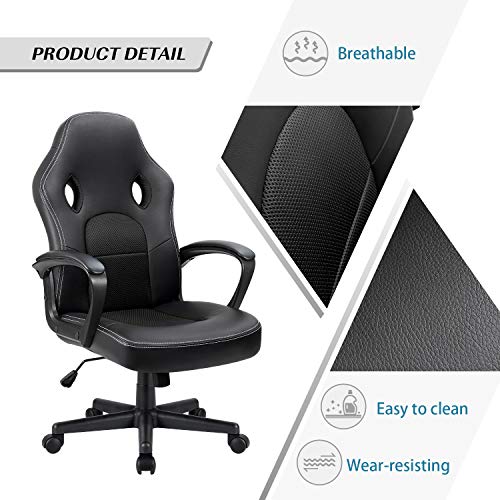 Ergonomic Black Racing Style Office Chair with Arms