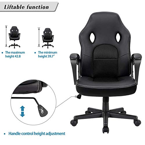 Ergonomic Black Racing Style Office Chair with Arms