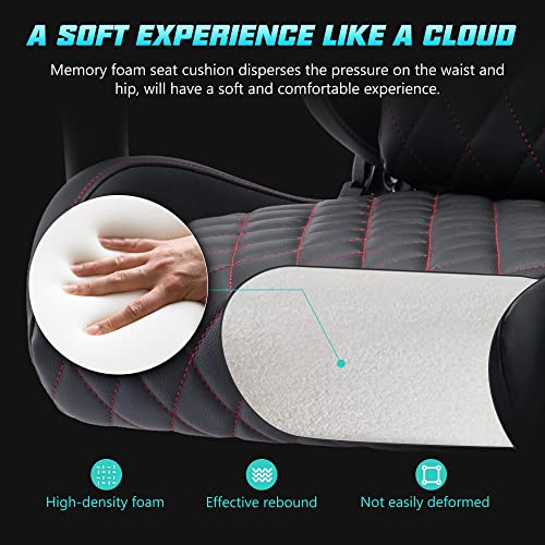 Computer Gaming Chair Office Chair, Ergonomic Gaming Chair with Built-in Airbag Lumbar Support & 4D Armrests & Magnetic Headrest, Adjustable Height & Reclining High Back Gamer Chairs for Adults