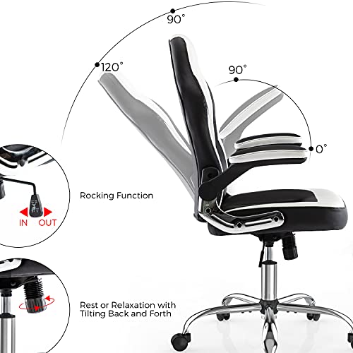 Gaming Chair, Racing Style Bonded Leather Gamer Chair, Ergonomic Office Chair Computer Desk Executive Chair with Adjustable Height and Flip-Up Arms, Gaming Chair for Adults Teens Kids Men Women