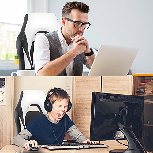 Gaming Chair, Racing Style Bonded Leather Gamer Chair, Ergonomic Office Chair Computer Desk Executive Chair with Adjustable Height and Flip-Up Arms, Gaming Chair for Adults Teens Kids Men Women