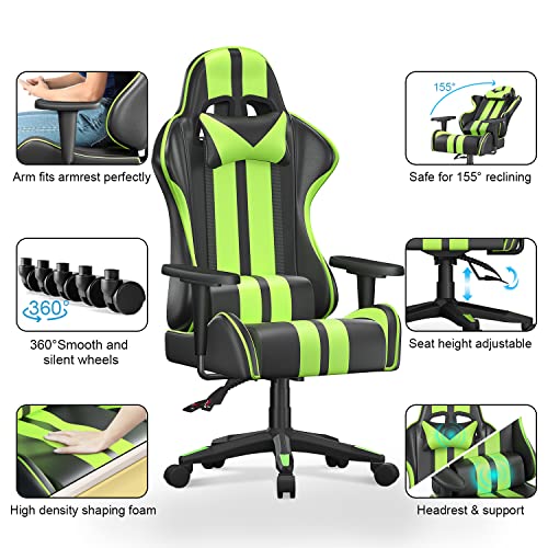 Bigzzia High Back Gaming Chair - Green