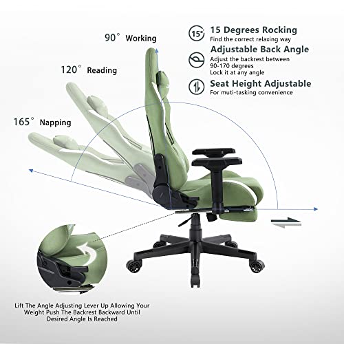 Green Ergonomic Gaming Chair with Lumbar Support
