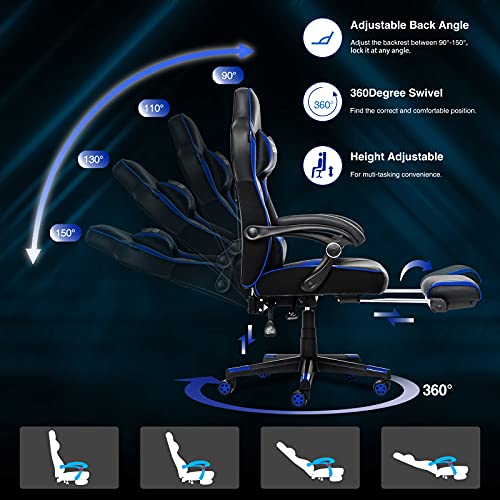 Blue Ergonomic Gaming Office Chair for Adults