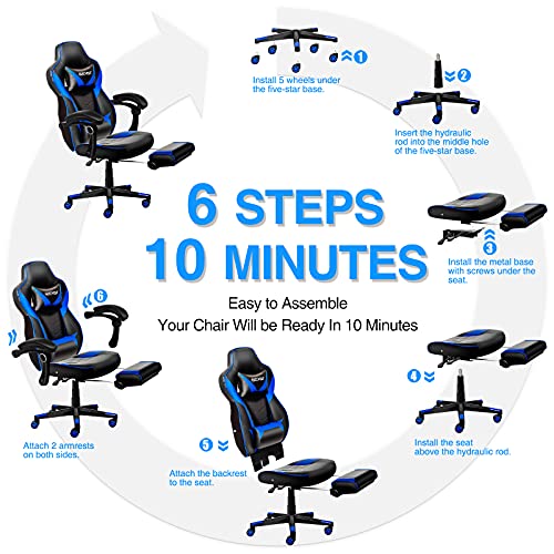 Blue Ergonomic Gaming Office Chair for Adults