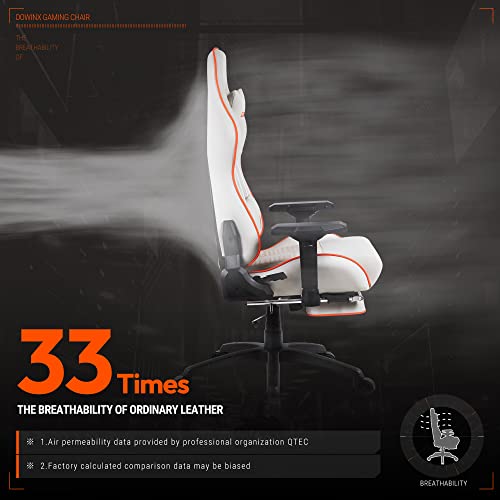 White Quilted Gaming Chair with Massage & Footrest