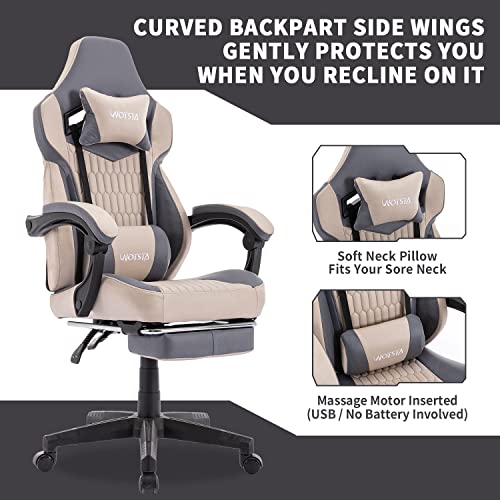 Grey Racing Style Gaming Chair with Footrest