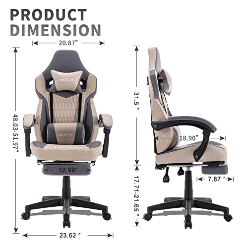 Grey Racing Style Gaming Chair with Footrest